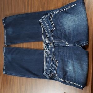 Ariat Turquoise Jeans Sparkly Flap Pockets Thick Stitching 31R